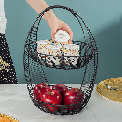 廠家直銷歐式金屬水果盤客廳家用多層水果籃多功能零食籃創意果盆