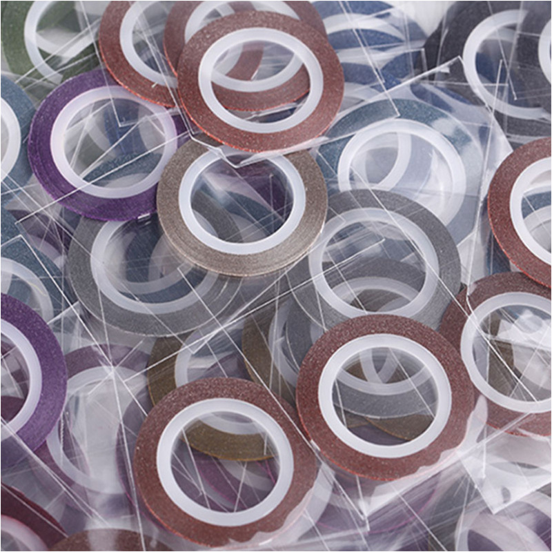 Nueva joyería de uñas pegatinas Frosted oro y plata hilo con adhesivo arena oro pintado Línea 1mm ancho 14 colores opcionales