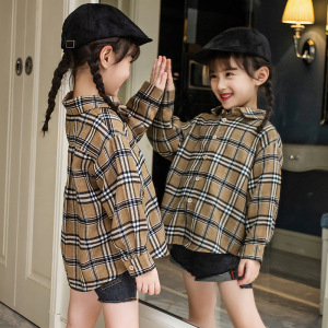 女童衬衫2020新款秋装韩版洋气中大儿童时髦小女孩长袖格子衬衣潮