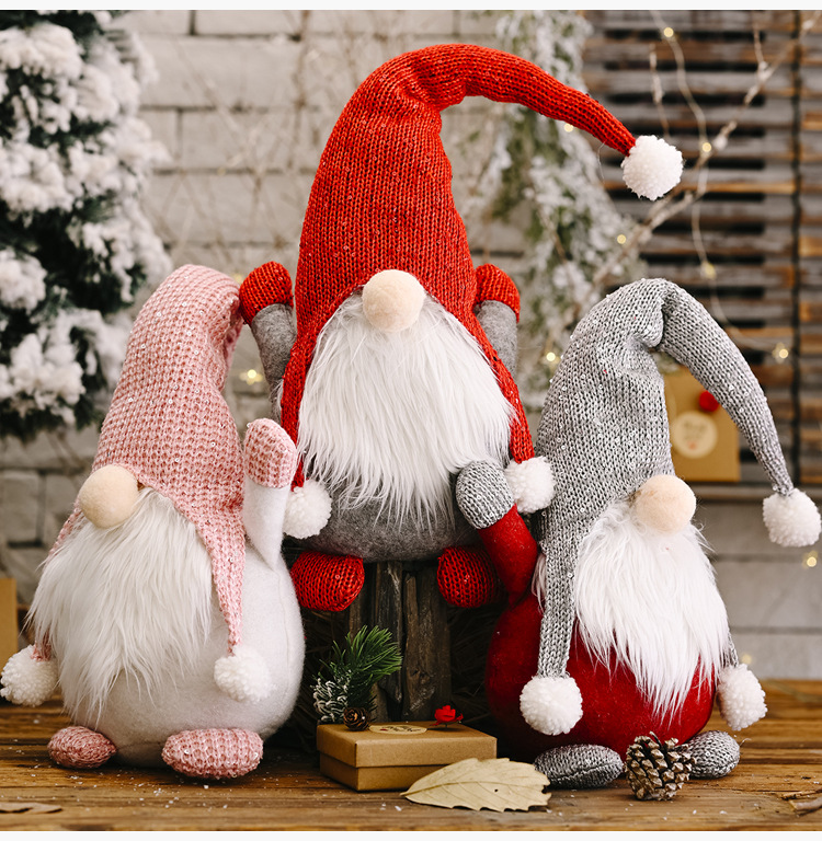 Haobei New Christmas Decoration Supplies Forest Old Man Knitted Hat Doll Faceless Doll Santa Claus Ornaments display picture 9