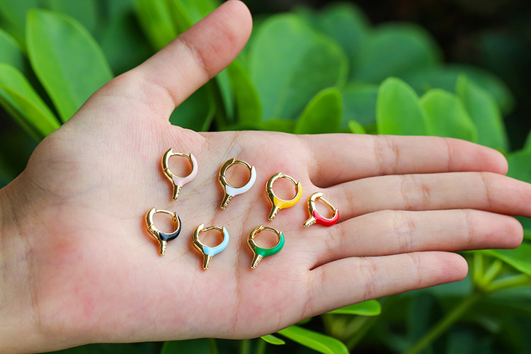3g Weight Earrings Classification Housewarming, Anniversary, Business, Wedding, Travel, Birthday, Festival Occasion Copper Material Geometric Pattern Unisex Gender Inlaid Zircon Design Fashion Style White, Pink, Red, Green, Blue, Yellow, Black Color Fashion Oil Drop Enamel Copper Earrings 1