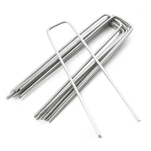 Grass Anchor, Zinc-coated Steel U-shaped Ground Anchor, Weed Barrier Geosynthetic Geogrid Fixing Pin, Gardening and Landscaping Ground Anchor