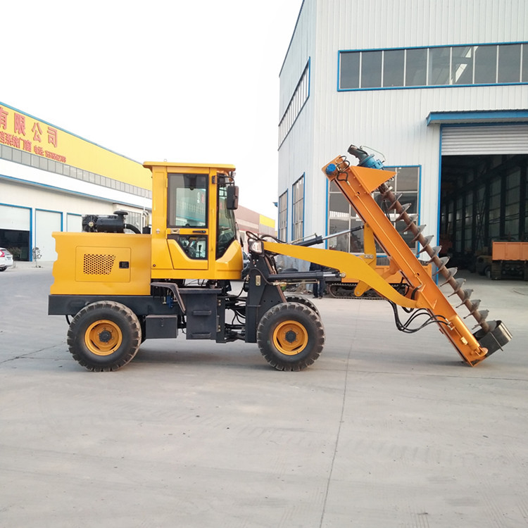 自动挡铲车式电线杆打桩机 电线杆螺旋钻孔机 四驱电线杆打桩机