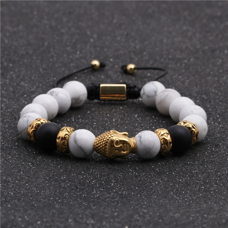 Fashion Bracelets Stainless Steel Woven Adjustable Buddha Head Bracelet display picture 10