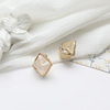 Silver needle, square fashionable retro earrings, ear clips, silver 925 sample, simple and elegant design