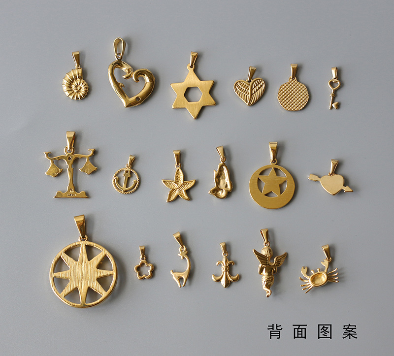 Stereo Eight Pointed Star Angel Libra Titanium Gold-plated Pendant Wholesale Nihaojewelry