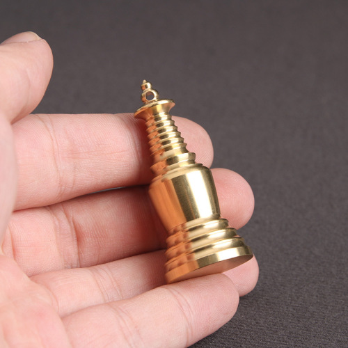 Brass hollow can unscrew Wenchang Pagoda pagoda key chain pendant Tibetan sutra stupa crafts small copperware wholesale