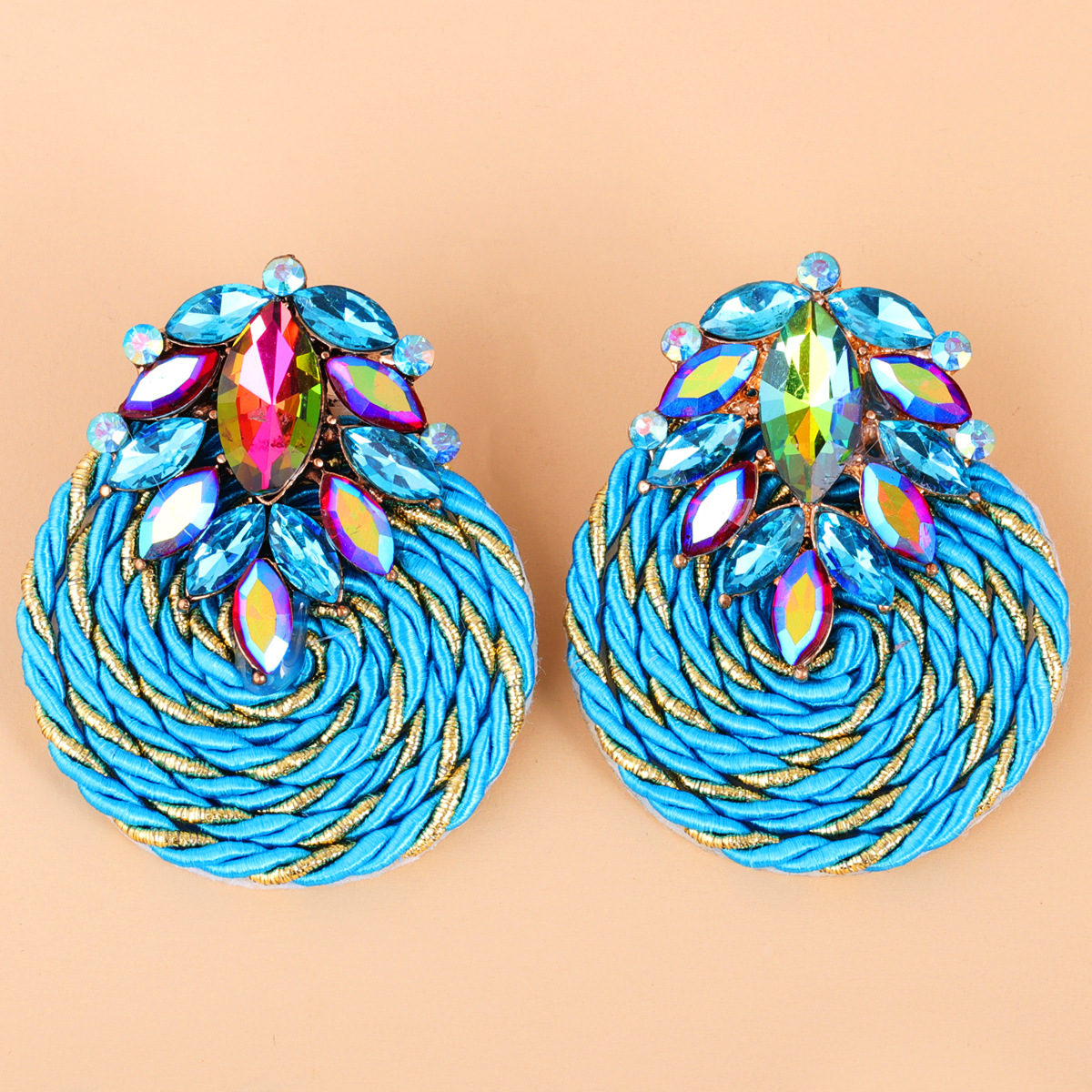 Fashion Rhinestone Round Earrings display picture 2