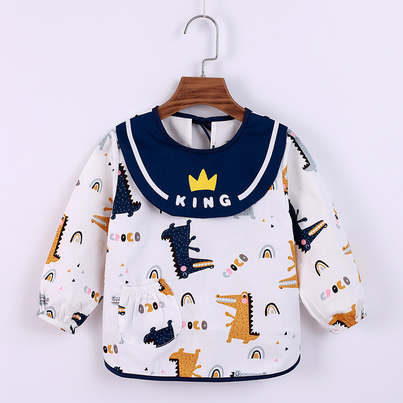 兒童罩衣秋冬防水純棉寶寶吃飯罩衣圍兜飯兜防水防髒女孩圍裙護衣