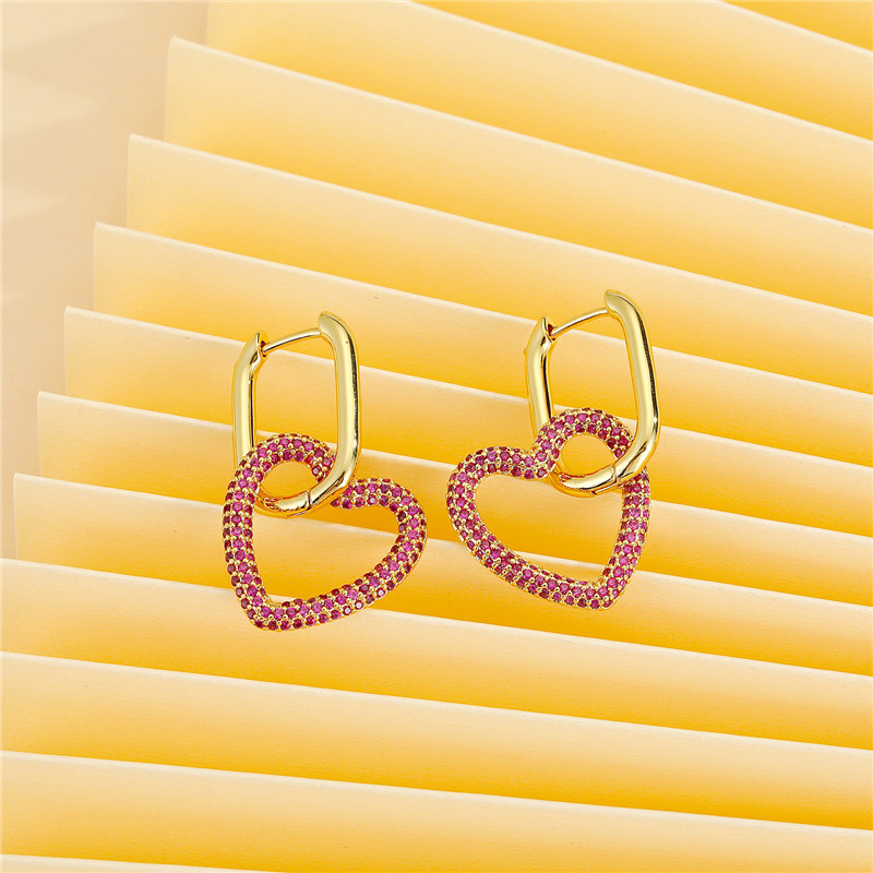 Boucle D'oreille Double Serrure Love Double Lock En Cuivre display picture 6