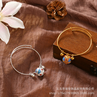 奕佳 暗香盈袖镂空名族風景泰藍香薰宮鈴手镯宮廷複古風手環