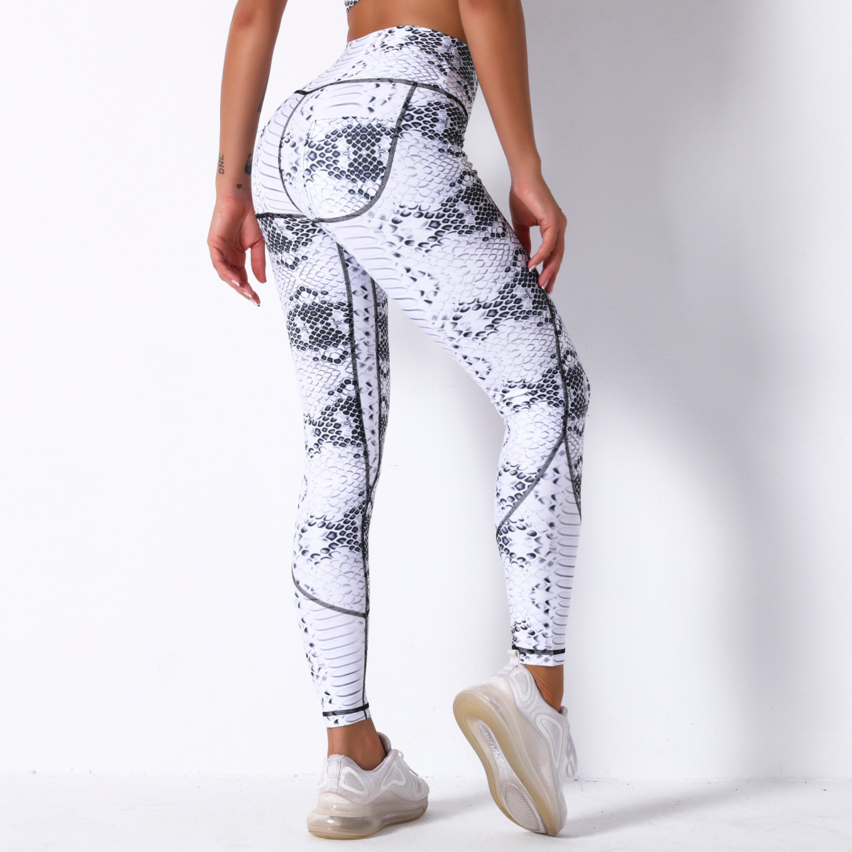 printing high waist hip stitching stretch yoga pants  NSLX12874