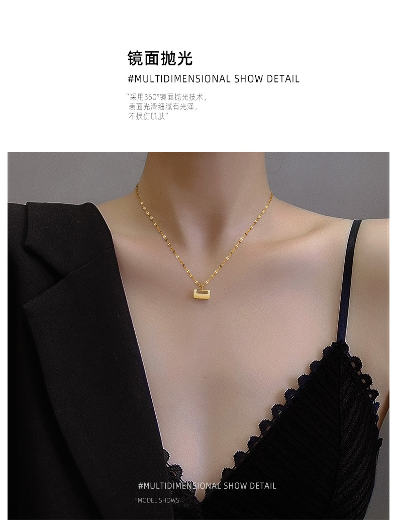 Fashion Gold Lock Pendant Geometric Titanium Steel Necklace For Women Wholesale display picture 8