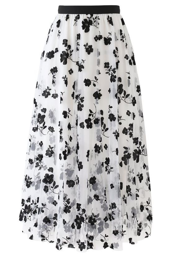 Summer Spring Fashion Flower Chiffon Maxi Long Dress Skirts display picture 4
