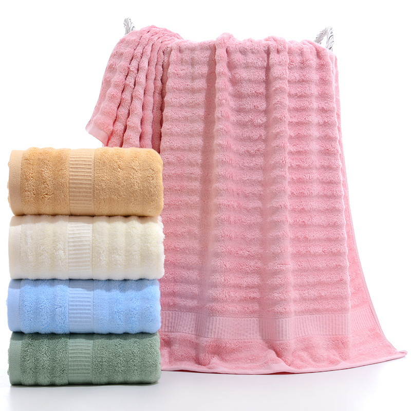 Bamboo fiber set towel wavy thickened towel bath towel household Daily necessities wholesale hand gift towel set