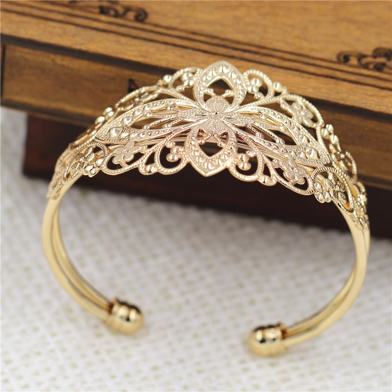 diy饰品配件 纯铜花片手镯60MM 古风发冠材料