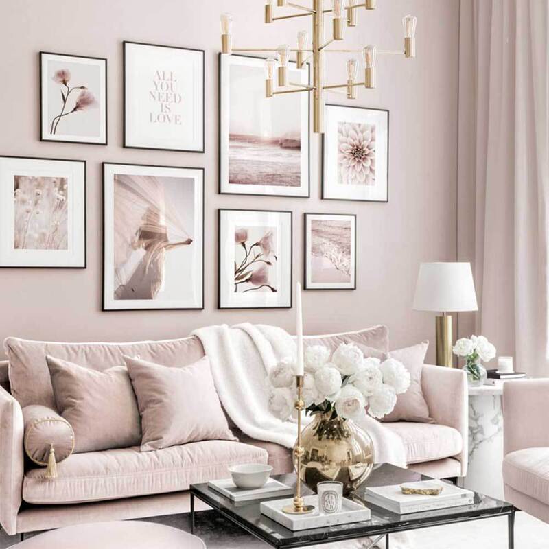 New Scandinavian Modern Small Fresh Pink Plant Flower Sunset Scenery Combination Photo Wall Decoration Painting Core New Scandinavian Modern Small Fresh Pink Plant Flower Sunset Scenery Combination Photo Wall Decoration Painting Core