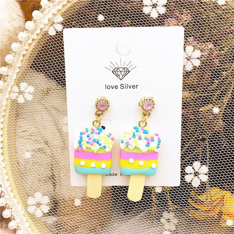 Women's Gender 1 Pair Simple Style Classic Style Ice Cream Inlay Plastic Resin Rhinestones Drop Earrings