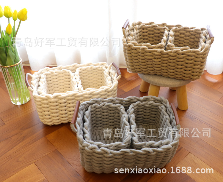 New Nordic Woven Basket Bold Cotton String Storage Box Storage Basket Storage Basket Laundry Basket Desktop Snack Basket display picture 22