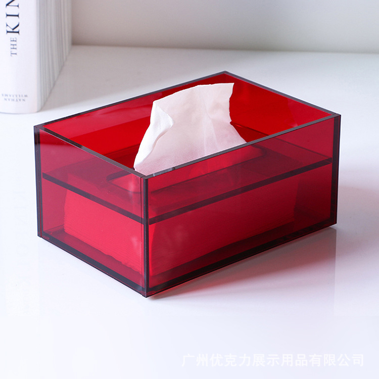 抽紙盒亞克力半透明長方形收納紙巾盒 多彩有機玻璃塑料盒子ins風