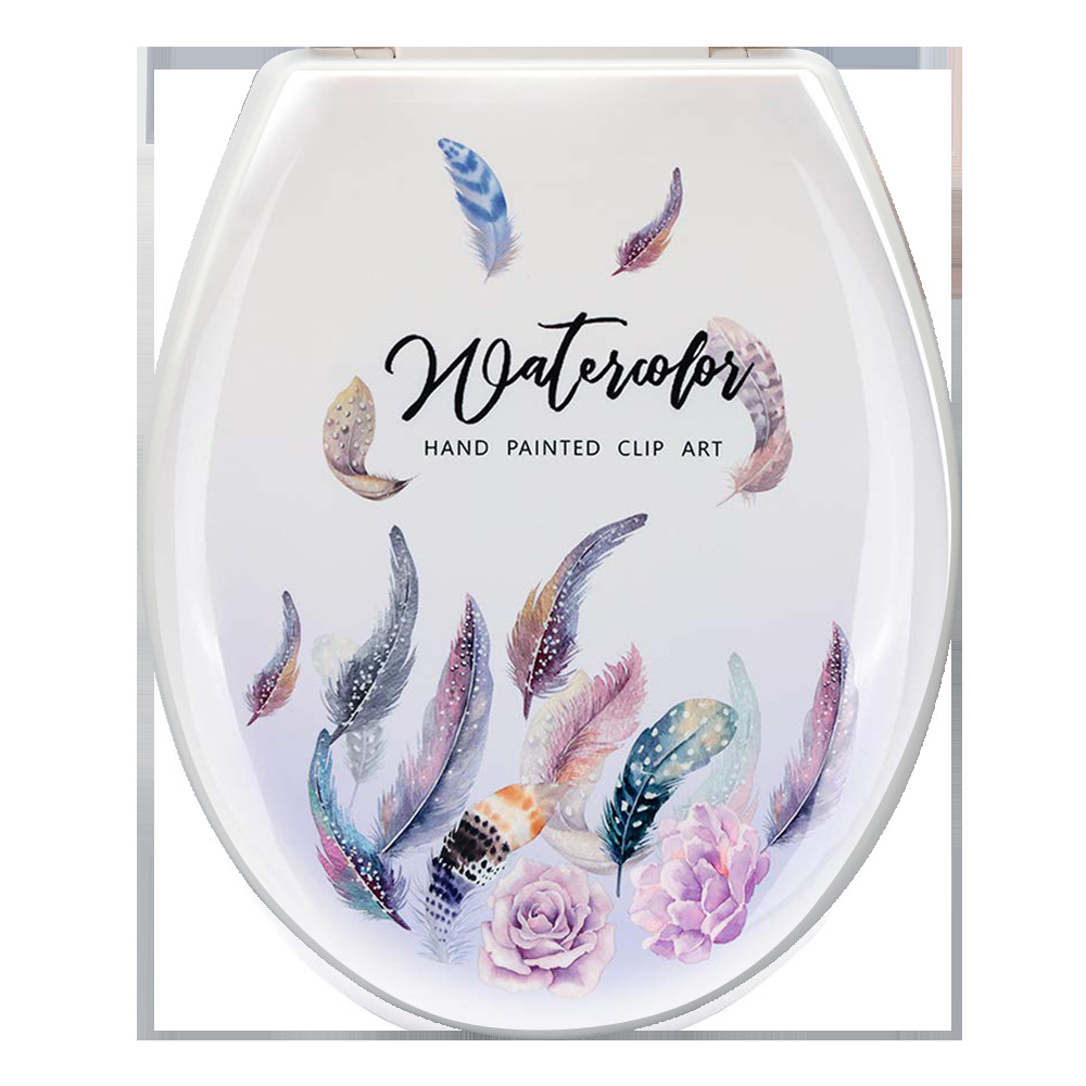 Cubierta de inodoro de estilo europeo de 18 pulgadas lenta caída hogar cuclillas cubierta de plástico Hotel fábrica impresión lenta caída cubierta de inodoro