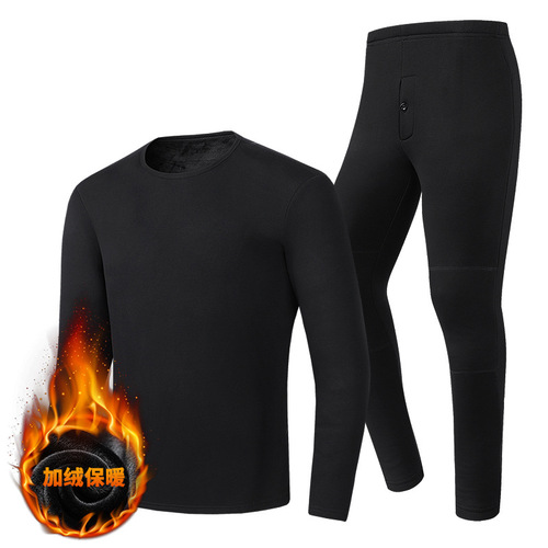 Winter smart thermal underwear plus velvet and thickened USB electric heating couple set home wear warm pants underwear