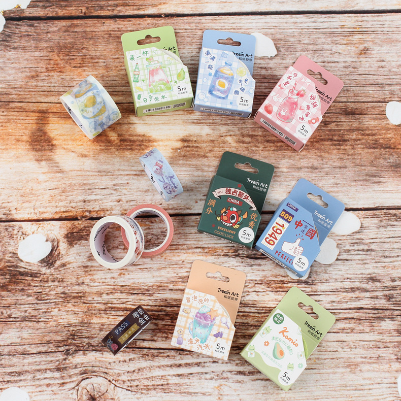 日本和纸胶带 和风水彩小清新手帐胶带 相册日记装饰diy彩色胶带