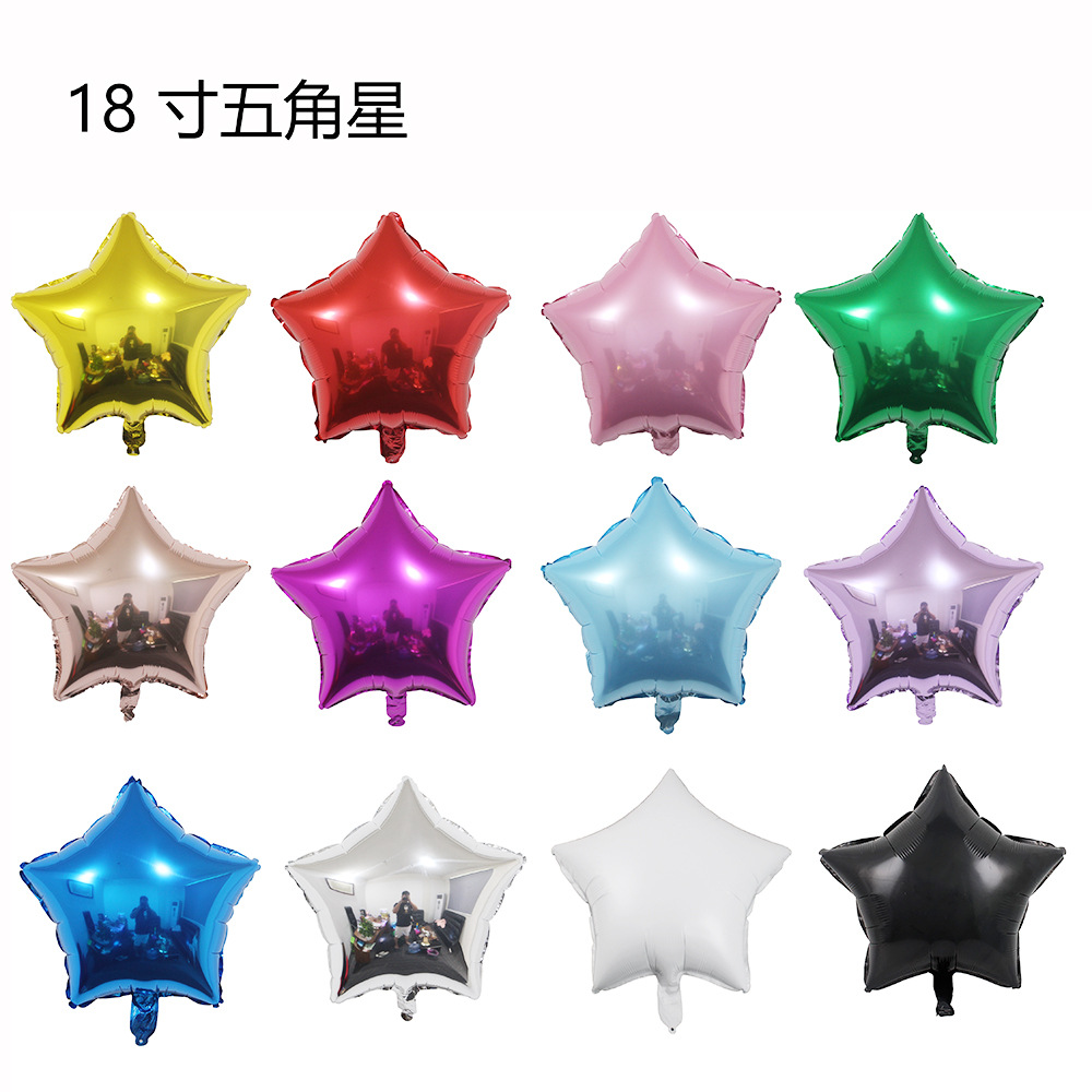 18 Inch Five-Star Monochrome Aluminum Film Balloon Birthday Wedding Holiday Party Decorative Supplies Light Edition Aluminum Foil Balloon