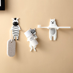 Creative Cartoon Animal Shape Hook Flexible Soft Rubber No Trace Adhesive Hook Kitchen Multi-Functional Storage Organizer Hanging Rack 