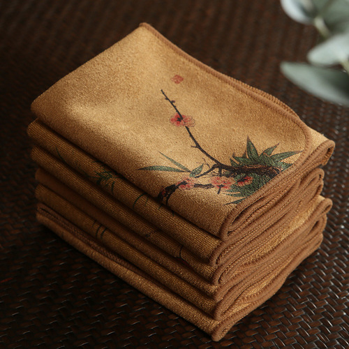 Wholesale painted tea cloth, tea towel, high-end tea towel, tablecloth, absorbent tea set, thickened cotton and linen Zen rag, pot pad