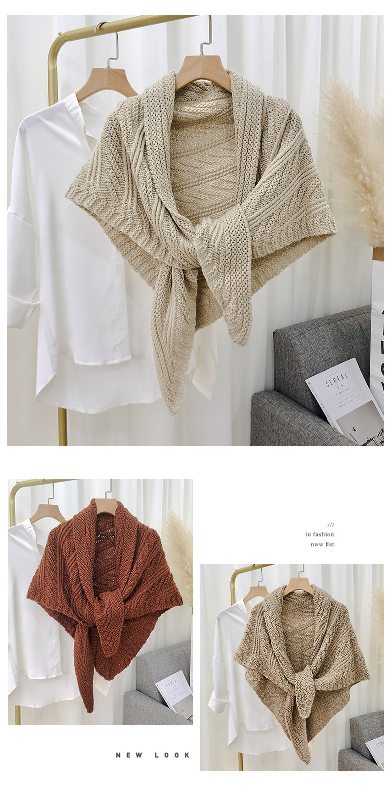 Women's Elegant Solid Color Knit Knitted Shawls display picture 5