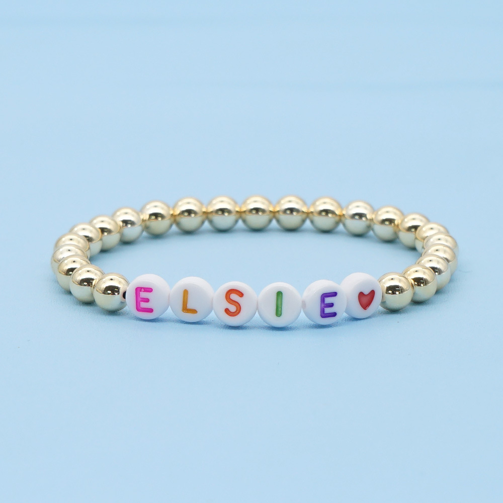 Fashiongold-plated Color-preserving Gold Beads Stacked Beaded Color Letter Bracelet display picture 5