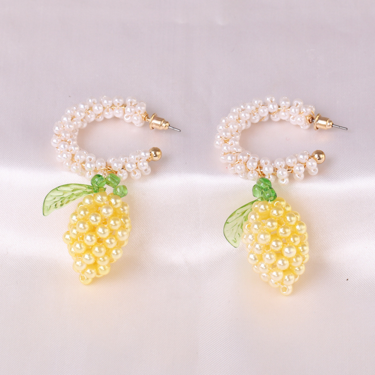 Korean Fashion Simple Lemon Pearl Earrings For Women Wholesale display picture 2