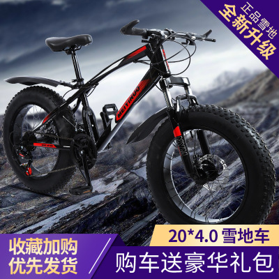 厂家供应20寸双碟刹4.0宽轮胎雪地沙滩车户外男女骑行越野自行车