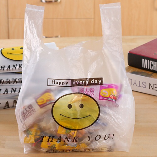Factory goods transparent smiley face plastic bag fruit takeaway packaged shopping bag hand-held vest bag vest bag wholesale