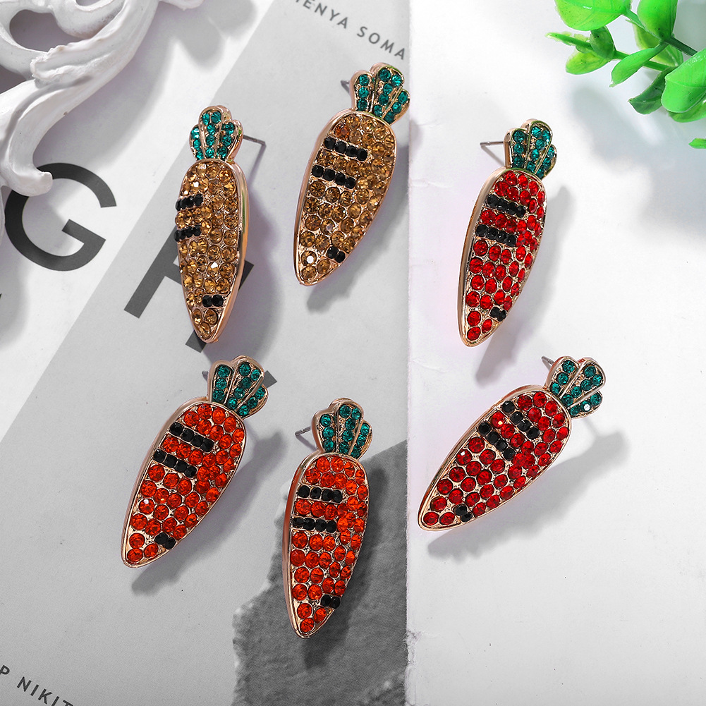 Fashion Sweet Rhinestone Women&#39;s Earrings New Carrot Earrings Wholesale display picture 6