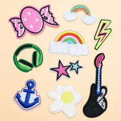 Factory Direct Sale Rainbow Embroidery Fabric Stickers, Bag, Shoe, Hat Accessories, Embroidery Patches, Embroidery Flowers, Cartoon Fabric Stickers