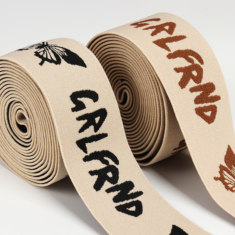 厂 家现货4CM字母提花弹力松紧带服饰橡筋柔软裤腰裙头橡筋带