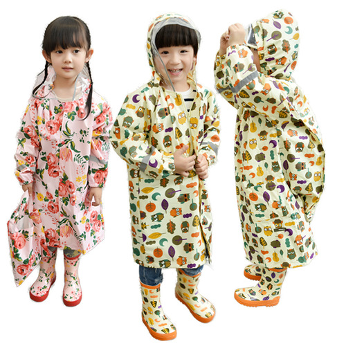 Foreign order Korean fashion cute and beautiful girls sweet flowers big flower children's raincoat poncho elastic belt does not include tax