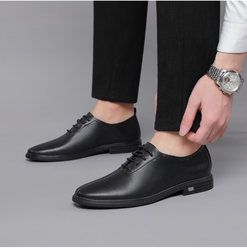 Men's Soft-soled White Formal Leather Shoes, Wind Work Men's Shoes_voghion.com