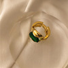 Trend capacious ring, chain emerald, internet celebrity, with gem
