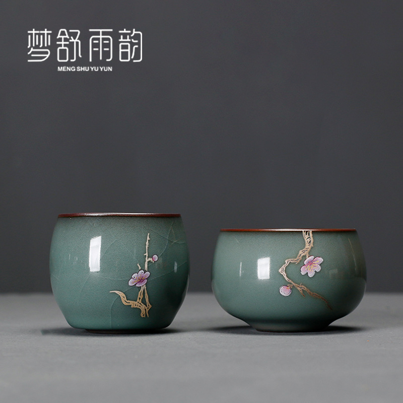 Horno oficial celadón taza de té de cerámica solo maestro taza individual pieza abierta nutritiva taza de té Kung Fu juego de té taza