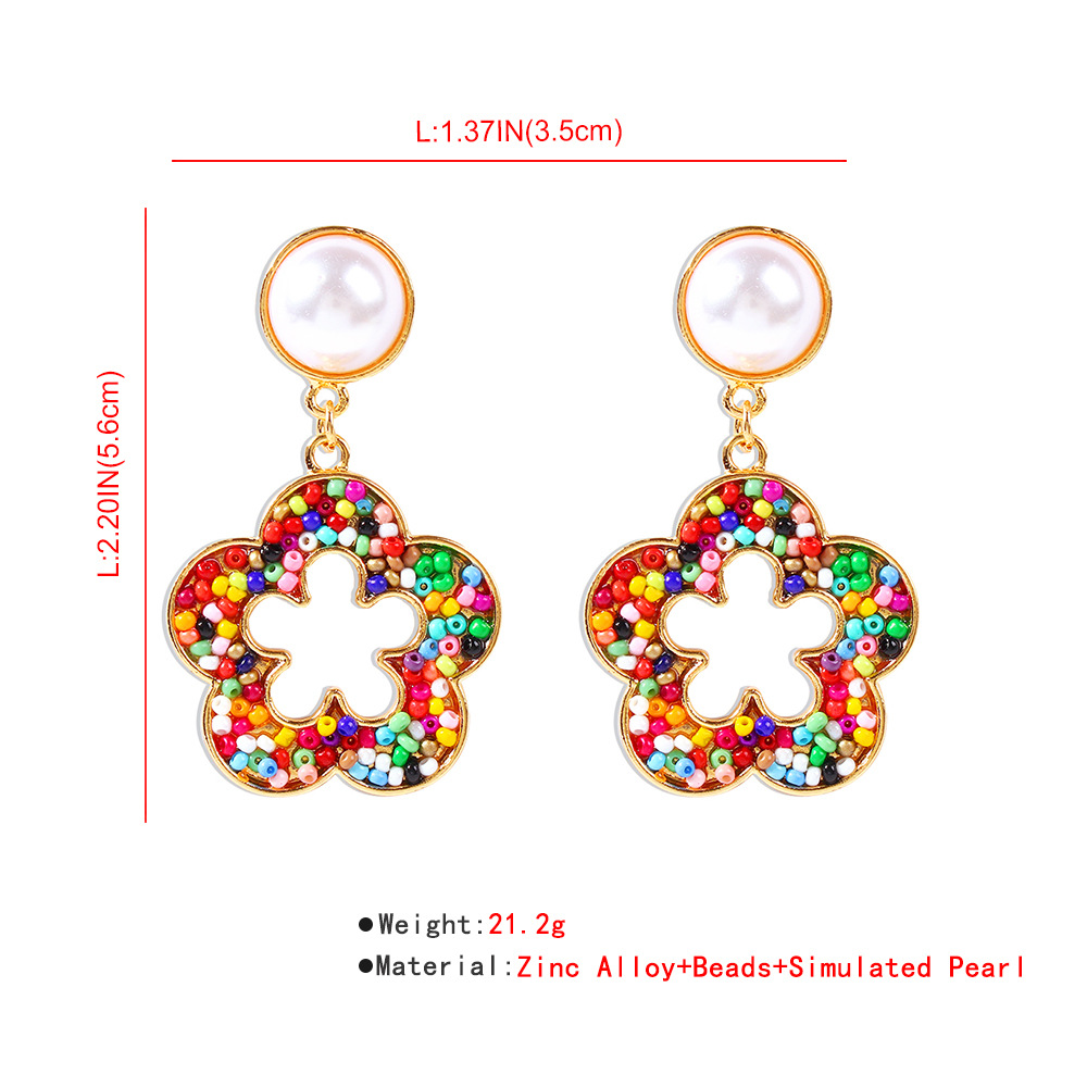 Fashion Wild Flower Earrings Boho Color Rice Beads Geometric Hollow Flower Earrings Wholesale Nihaojewelry display picture 1