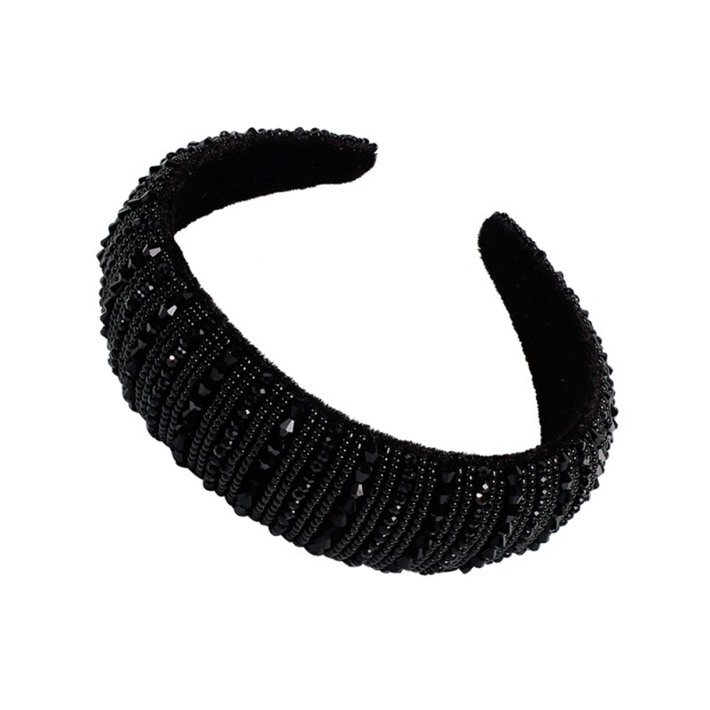 New Fashion Thick Sponge Hair Band Handmade Crystal Beaded Color Cheap Hair Band Wholesale display picture 5