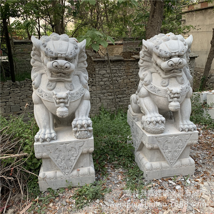 Supply Wen Qing stone carving courtyard white marble lion brave unicorn elephant ornaments welcome to buy