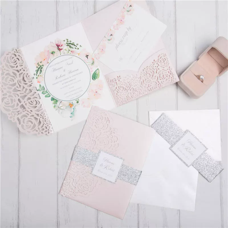 欧式激光雕花请柬 节日贺卡 邀请函 电子商务供货 打印批量