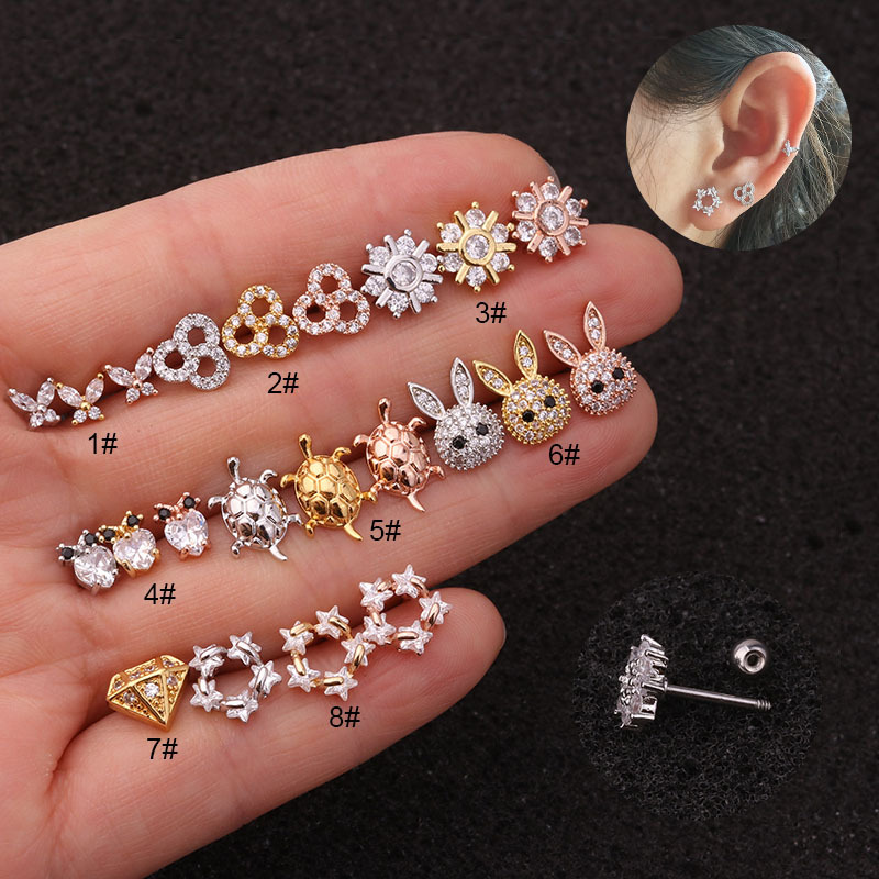 Ear Cartilage Rings & Studs Exaggerated Animal 316 Stainless Steel  Copper display picture 1
