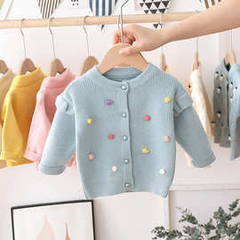 爆款现货儿童毛衣女童毛衣冬外套童装婴儿针织衫2021韩版纯色上衣