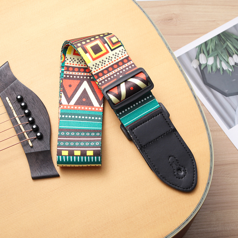 1pc Ukulele Extra Breite Akustische Gitarre Strap Leder Gürtel Einstellbare Schulter Gurt Künstlerischen Druck für Holz Gitarre Elektrische Bass – Detail 3