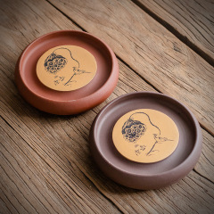 Wholesale Zisha Teapot Stand with Dry-Tea Tray, Purely Handcrafted Pot Mat for Tea Ceremony, Premium Accessories with Engraved Designs, Ideal as a Tea Kettle Pad